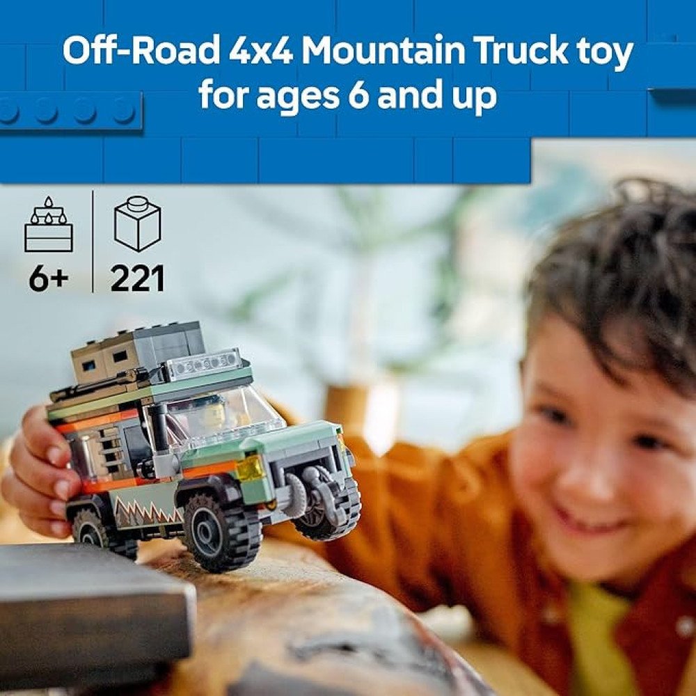 LEGO City Off-Road 4x4 Mountain Truck Toy - Building Toy Set for Kids, Boys and Girls, Ages 6+ - Fun Gift Idea for Ramadan - with Adventurer Minifigure and Accessories - 60447