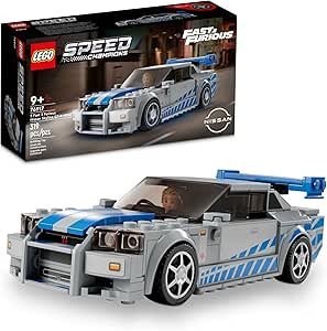 LEGO Speed Champions 2 Fast 2 Furious Nissan Skyline GT-R (R34) 76917 Race Car Toy Model Building Kit, Collectible with Racer Minifigure, 2023 Set for Kids