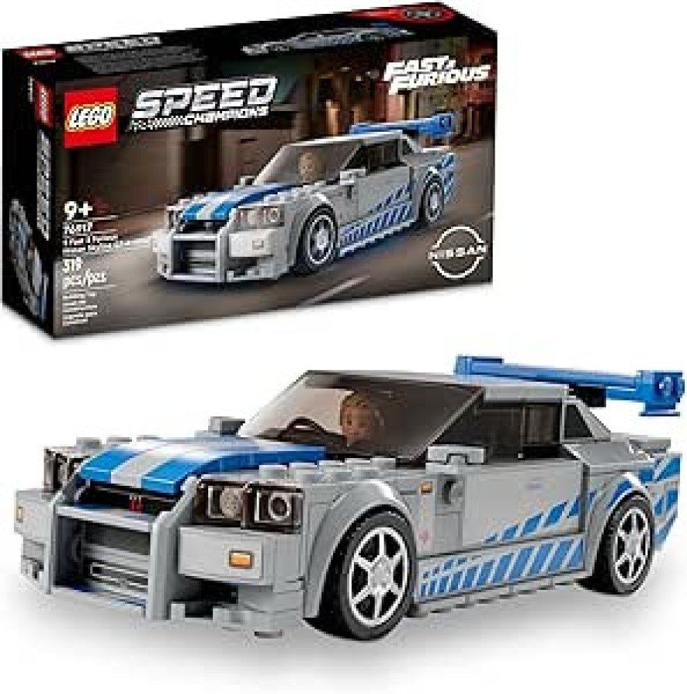 LEGO Speed Champions 2 Fast 2 Furious Nissan Skyline GT-R (R34) 76917 Race Car Toy Model Building Kit, Collectible with Racer Minifigure, 2023 Set for Kids