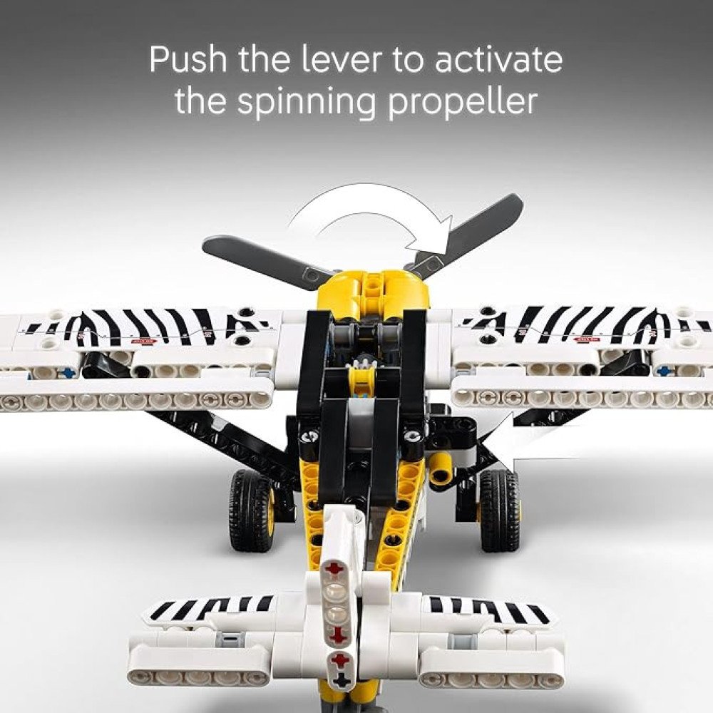 LEGO Technic Bush Plane Toy - Buildable Airplane Toy for Kids, Boys and Girls, Ages 8+ - Model Airplane Gift with Spinning Propeller, 4-Cylinder Piston Engine, and More - 42198