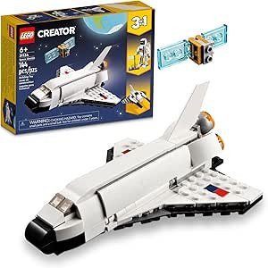 LEGO Creator 3 in 1 Space Shuttle Toys - Space Toys Building Set for Boys & Girls, Ages 6+ - Option to Build 2 Spaceships or Astronaut - Educational Gift for Kids Birthday & Holidays