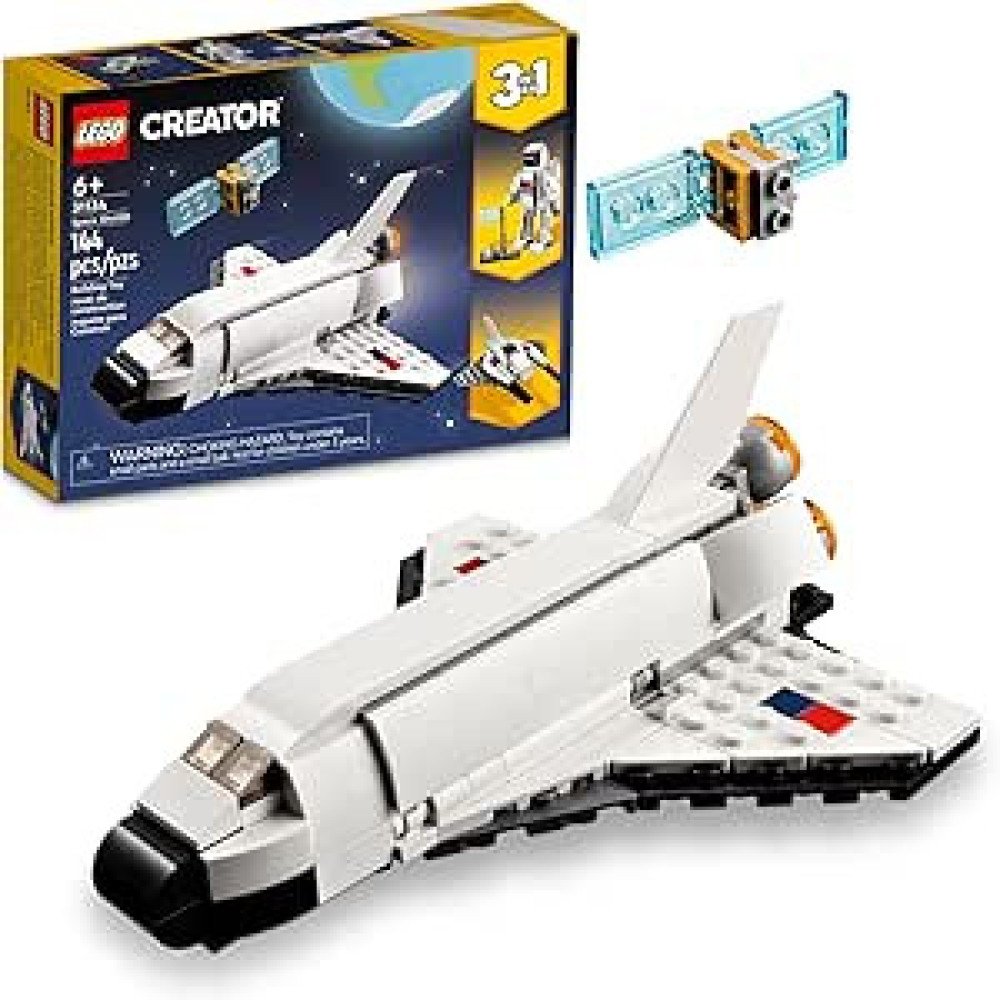 LEGO Creator 3 in 1 Space Shuttle Toys - Space Toys Building Set for Boys & Girls, Ages 6+ - Option to Build 2 Spaceships or Astronaut - Educational Gift for Kids Birthday & Holidays