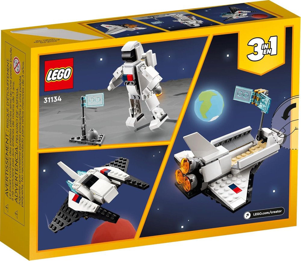 LEGO Creator 3 in 1 Space Shuttle Toys - Space Toys Building Set for Boys & Girls, Ages 6+ - Option to Build 2 Spaceships or Astronaut - Educational Gift for Kids Birthday & Holidays