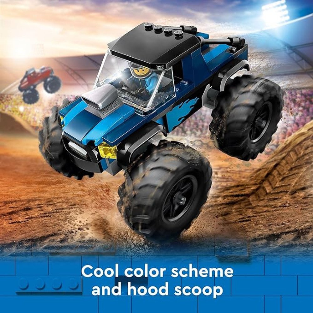 LEGO City Blue Monster Truck Off-Road Toy Playset with a Driver Minifigure, Imaginative Toys for Kids, Fun Gift for Boys and Girls Aged 5 Plus, Mini Monster Truck