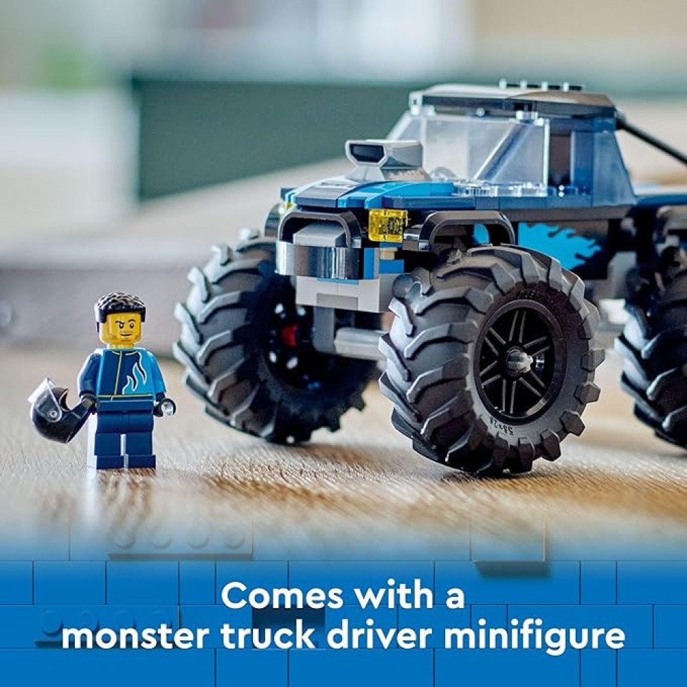 LEGO City Blue Monster Truck Off-Road Toy Playset with a Driver Minifigure, Imaginative Toys for Kids, Fun Gift for Boys and Girls Aged 5 Plus, Mini Monster Truck