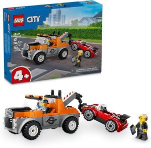 LEGO City Tow Truck and Sports Car Repair Building Set, Kids Gift Idea with 2 Minifigures and Accessories Including a Cochlear Implant, Pretend Play Tow Truck Toy for Boys & Girls Ages 4 and Up