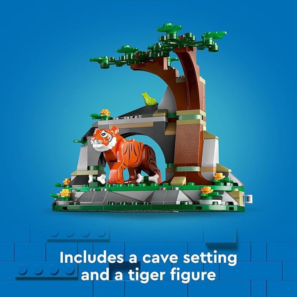 LEGO City Jungle Explorer Off-Road Truck, Jungle Toy Building Set for Kids Aged 6 and Up, Fun Birthday Gift Idea, Off-Road Toy Truck Vehicle, 3 Adventurer Minifigures, Tiger Figure and Car Toy