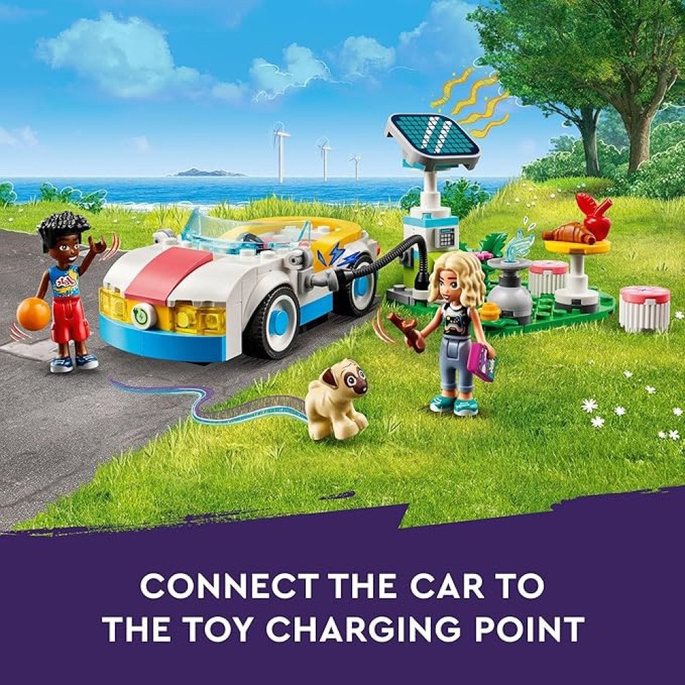 LEGO Friends Electric Car and Charger Building Toy for Kids, Role Play Toy, Adventure Toy, Includes Mini-Doll Characters Nova and Zac, Gift Idea for Kids, Girls, and Boys Ages 6 Years and Up