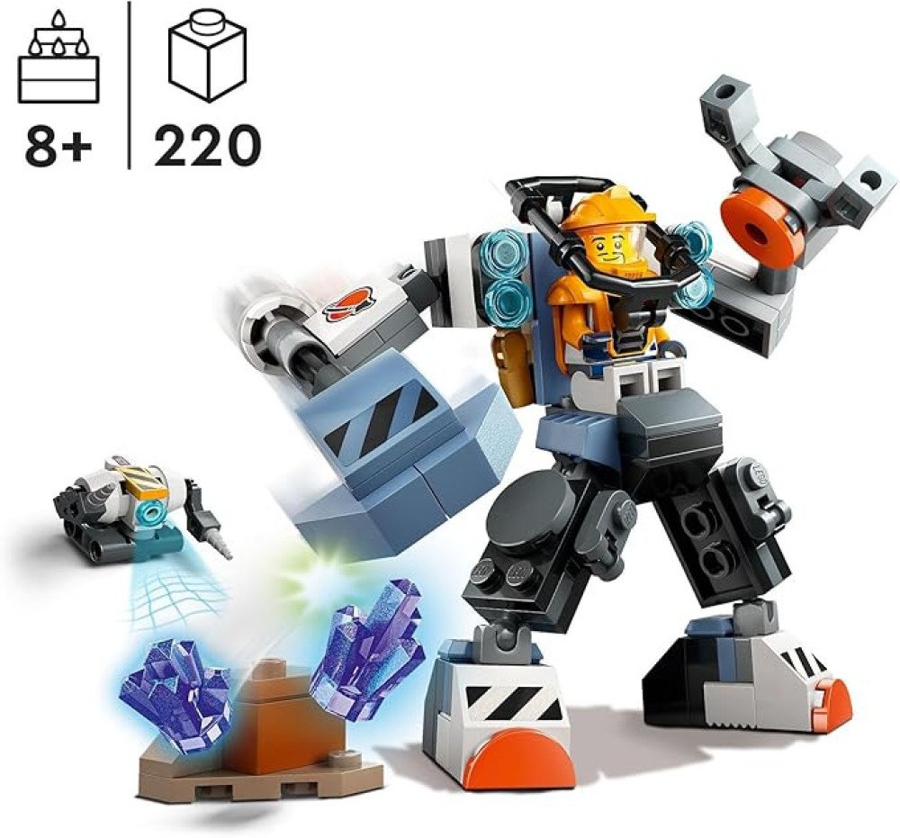 LEGO City Space Construction Mech Suit Building Set, Fun Space Toy for Kids Ages 6 and Up, Space Gift Idea for Boys and Girls Who Love Imaginative Play, Includes Pilot Minifigure and Robot Toy,