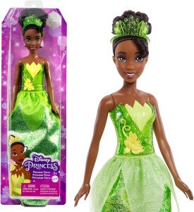 Mattel Disney Princess Toys, Tiana Fashion Doll, Sparkling Look with Brown Hair, Brown Eyes & Tiara Accessory, Inspired by The Princess & The Frog