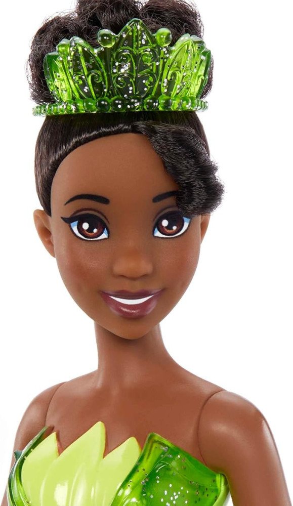 Mattel Disney Princess Toys, Tiana Fashion Doll, Sparkling Look with Brown Hair, Brown Eyes & Tiara Accessory, Inspired by The Princess & The Frog