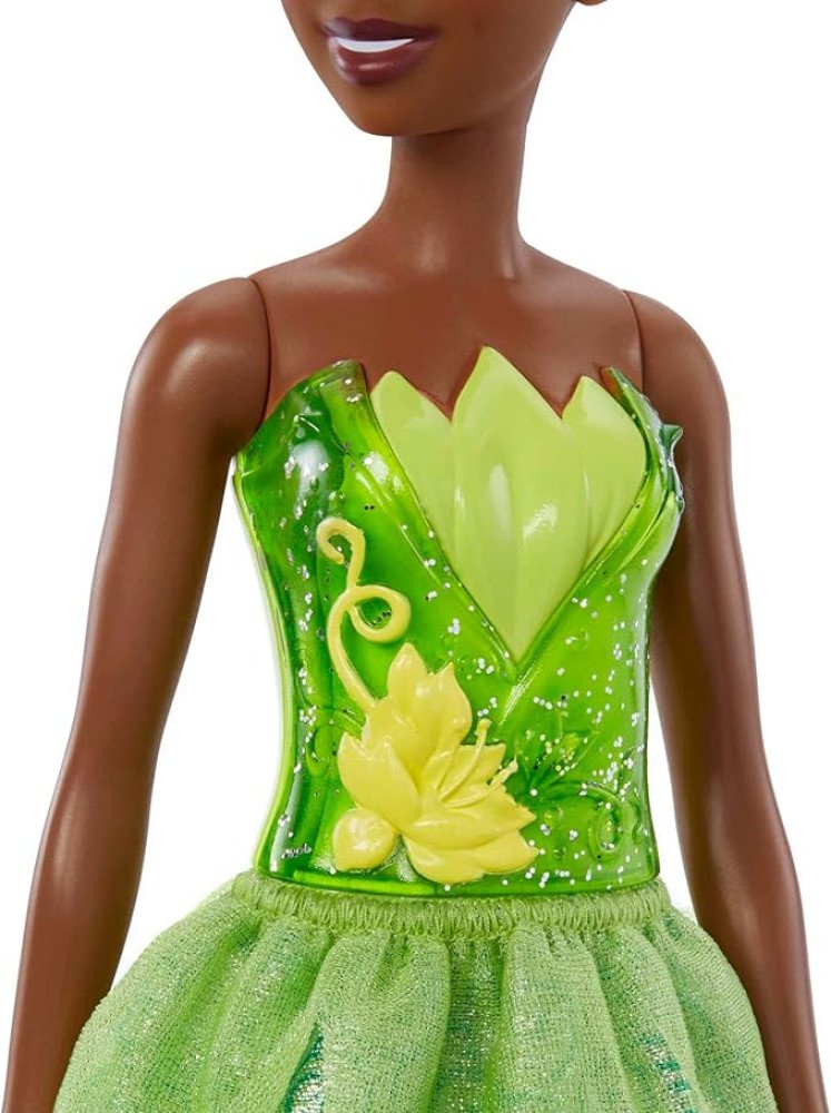 Mattel Disney Princess Toys, Tiana Fashion Doll, Sparkling Look with Brown Hair, Brown Eyes & Tiara Accessory, Inspired by The Princess & The Frog