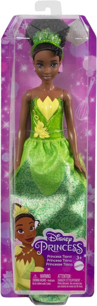 Mattel Disney Princess Toys, Tiana Fashion Doll, Sparkling Look with Brown Hair, Brown Eyes & Tiara Accessory, Inspired by The Princess & The Frog