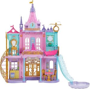 Mattel Disney Princess Toys, Ultimate Castle Doll House with Lights & Sounds, 3 Levels, 25+ Furniture Play Pieces & Accessories, 4 ft Tall