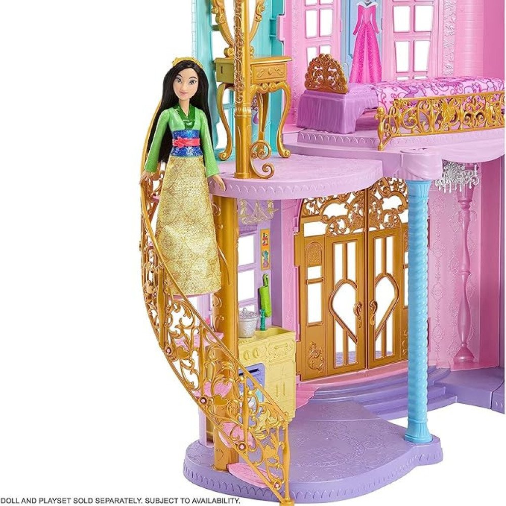 Mattel Disney Princess Toys, Ultimate Castle Doll House with Lights & Sounds, 3 Levels, 25+ Furniture Play Pieces & Accessories, 4 ft Tall