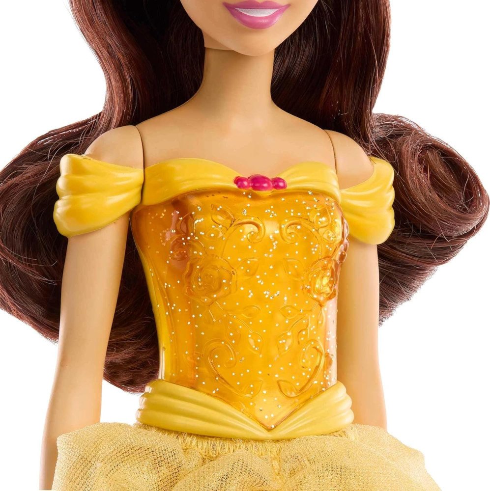 Mattel Disney Princess Toys, Belle Fashion Doll, Sparkling Look with Brown Hair, Brown Eyes & Tiara Accessory, Inspired by the Beauty & the Beast Movie