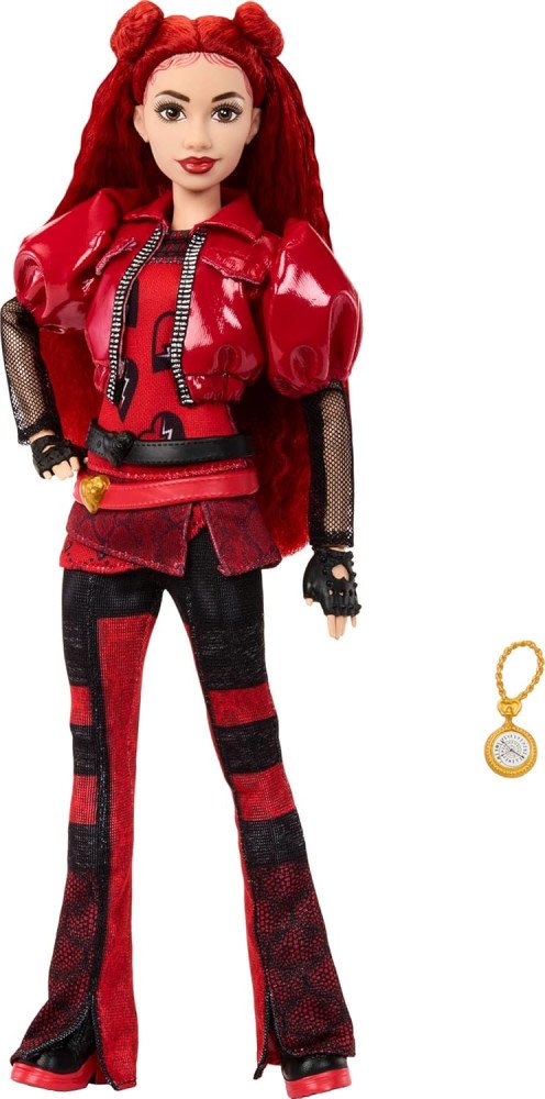 Mattel Disney Descendants 4: The Rise of Red Fashion Doll & Accessory – Red, Daughter of Queen of Hearts with Movie-Inspired Clothes & Pocket Watch