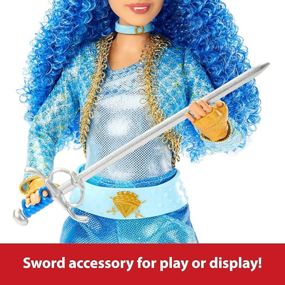 Mattel Disney Descendants 4: The Rise of Red Fashion Doll & Accessory - Princess Chloe Charming, Daughter of Cinderella with Movie-Inspired Clothes & Sword