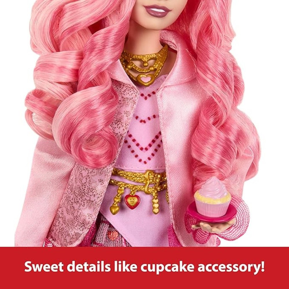 Mattel Disney Descendants 4: The Rise of Red Fashion Doll & Accessory - Bridget, Young Queen of Hearts with Movie-Inspired Clothes & Cupcake