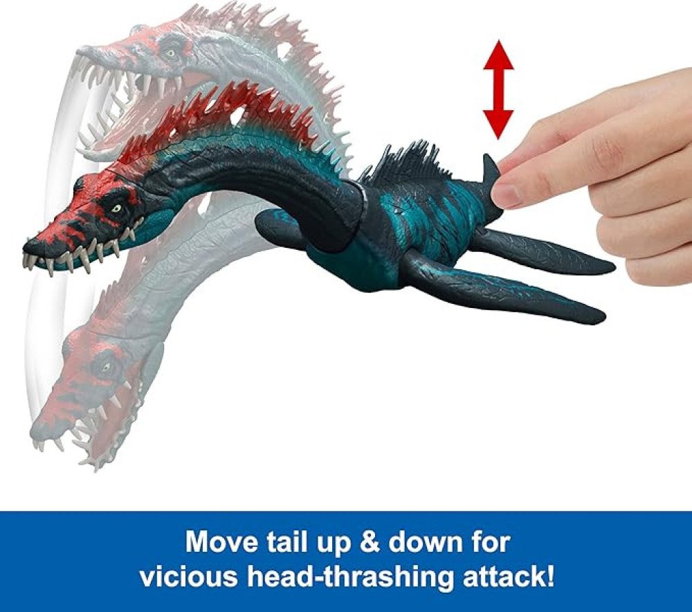 Mattel Jurassic World Chaos Theory Gigantic Trackers Styxosaurus Dinosaur Figure, Large Species Toy, Head Attack, Chomp & Paddle Motion, Digital Play