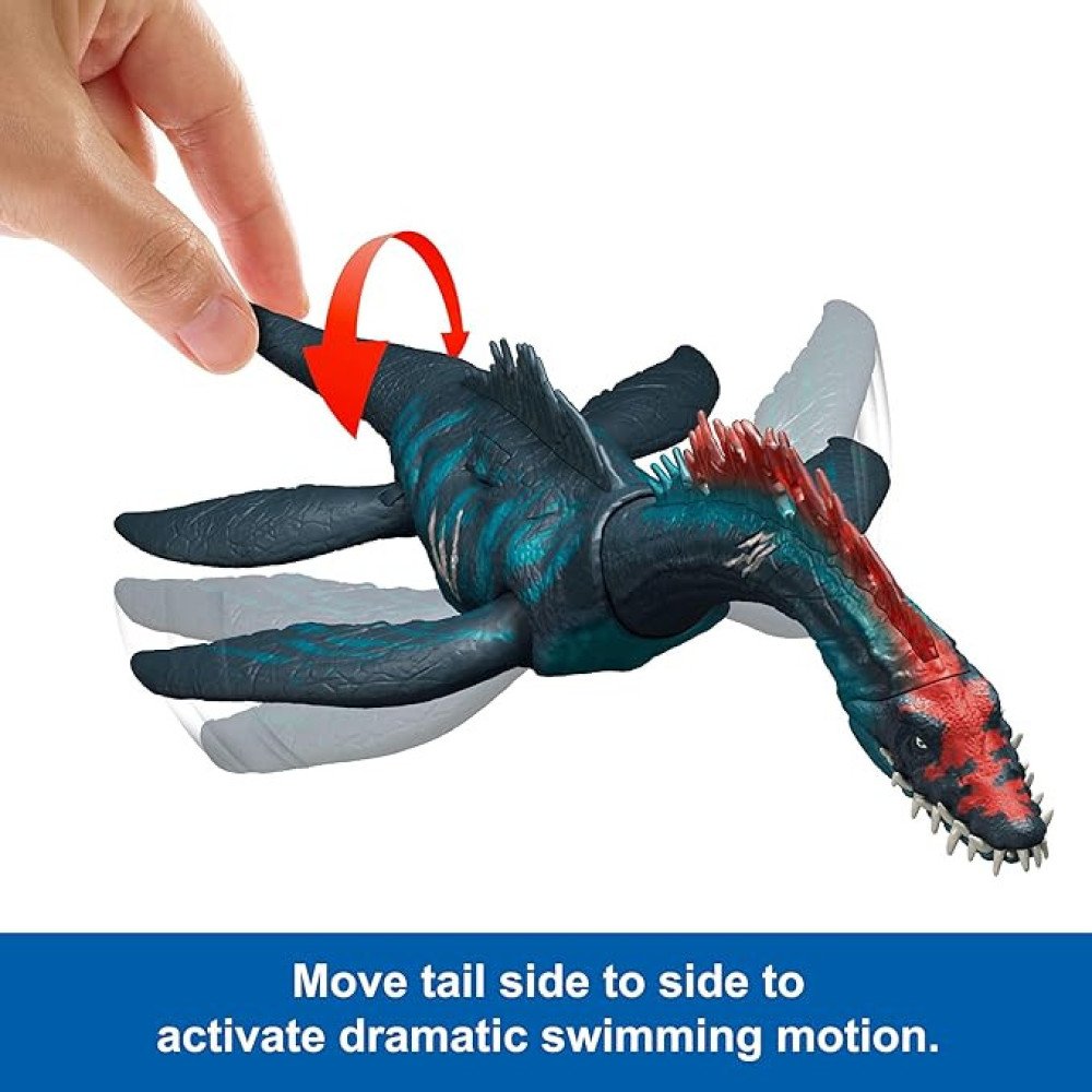 Mattel Jurassic World Chaos Theory Gigantic Trackers Styxosaurus Dinosaur Figure, Large Species Toy, Head Attack, Chomp & Paddle Motion, Digital Play