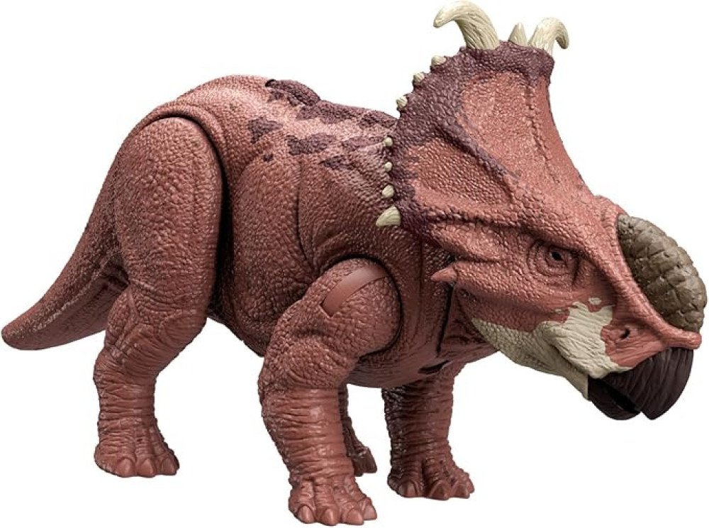 Mattel Jurassic World Wild Roar Dinosaur Action Figure, Pachyrhinosaurus with Continuing Head Strike & Sound, Posable Toy with Digital Play