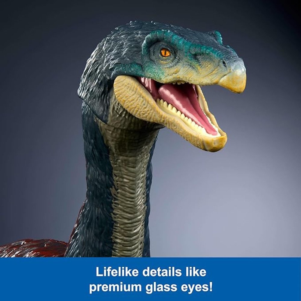 Mattel Jurassic World Dominion Hammond Collection Therizinosaurus Dinosaur Figure with 25 Articulations, Fully Jointed Claws, Glass Eyes & Wired Tail