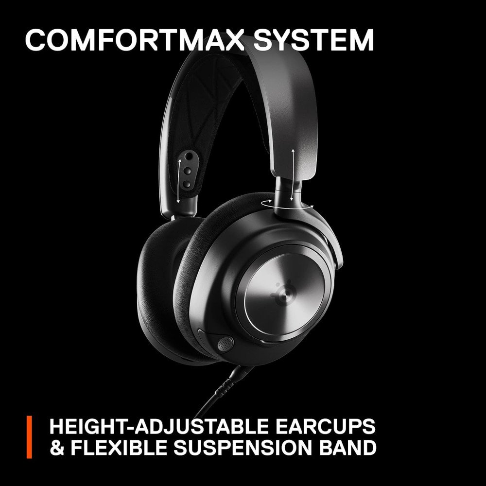 SteelSeries Arctis Nova Pro Multi-System Gaming Headset - Premium Hi-Fi Drivers - Hi-Res 360° Spatial Audio - GameDAC Gen 2 - ESS Sabre Quad-DAC - Stealth Retractable Mic - PC, PS5, PS4, Switch