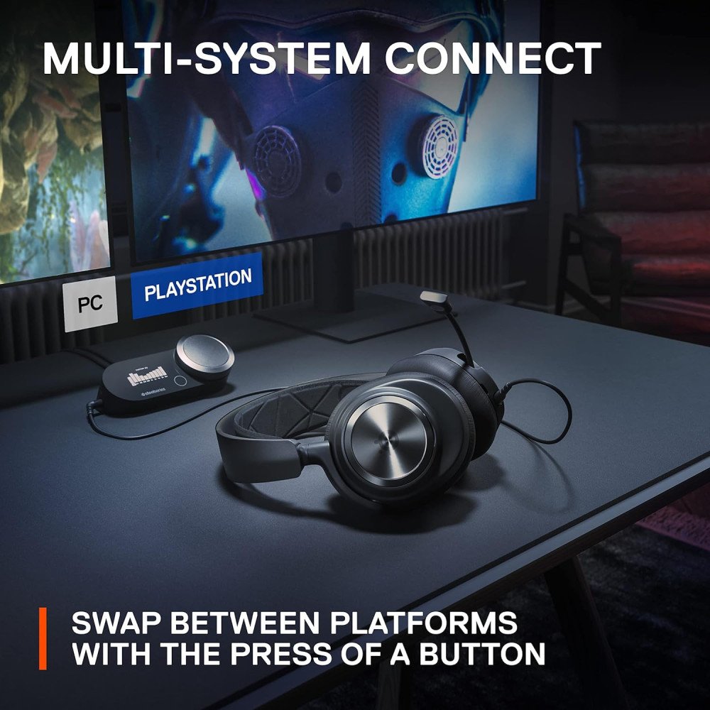 SteelSeries Arctis Nova Pro Multi-System Gaming Headset - Premium Hi-Fi Drivers - Hi-Res 360° Spatial Audio - GameDAC Gen 2 - ESS Sabre Quad-DAC - Stealth Retractable Mic - PC, PS5, PS4, Switch