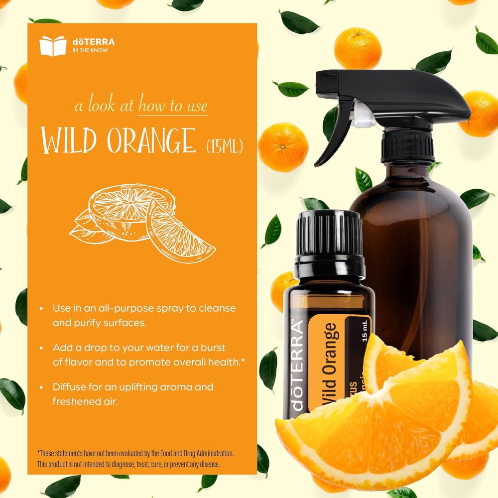 doTERRA Wild Orange Essential Oil - Powerful Cleanser and Purifying Agent, Supports Healthy Immune Function, Uplifts Mind and Body; For Diffusion, Internal, or Topical Use - 15 ml